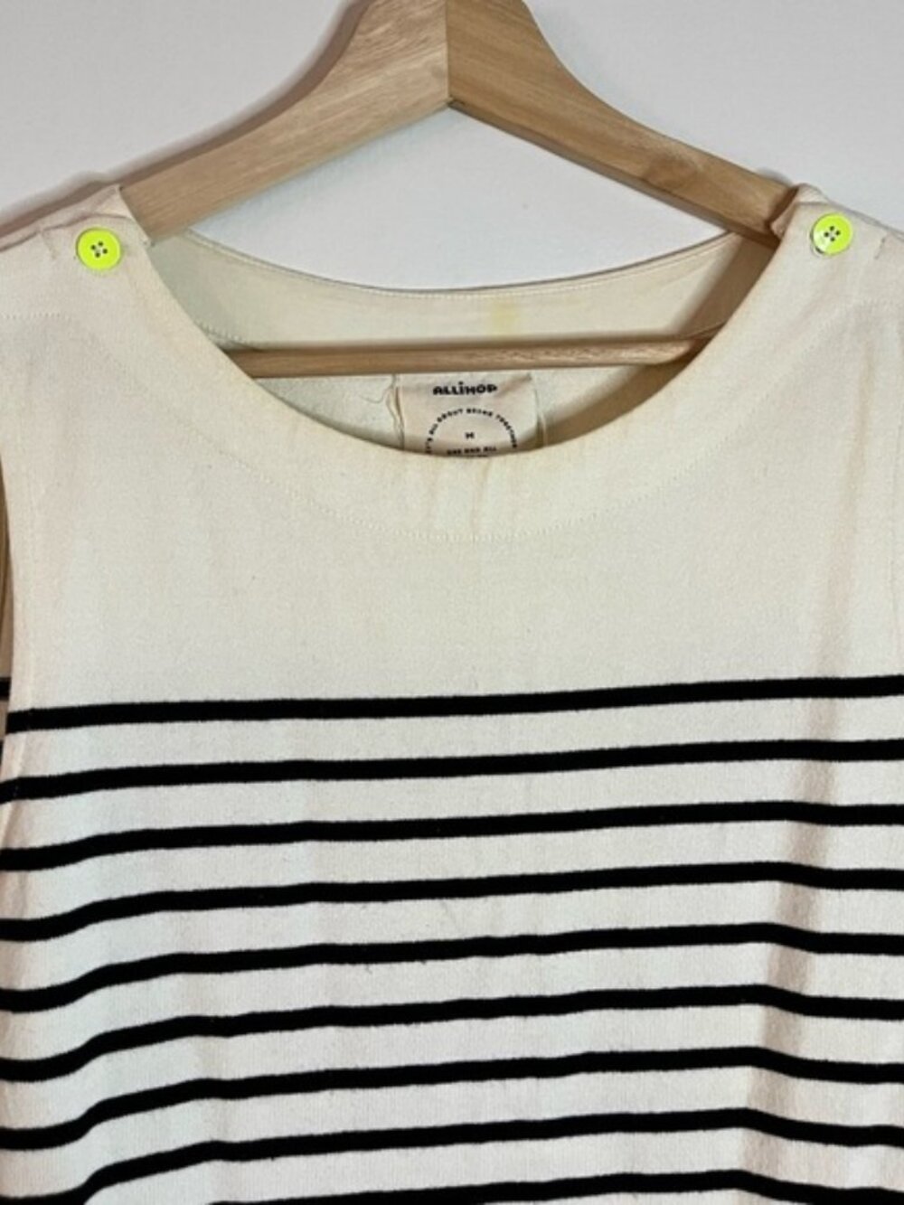 AlliHop Black & White Striped Sleeveless Knit Shift Dress Size M - Picture 9 of 13